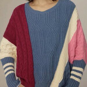 Anthropologie Maeve Cable Knit Colorblock Sweater (Size S Small) - NWT